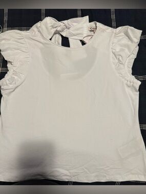 Nanette Lepore Women’s White Ruffle Sleeve Tie-Back Tank